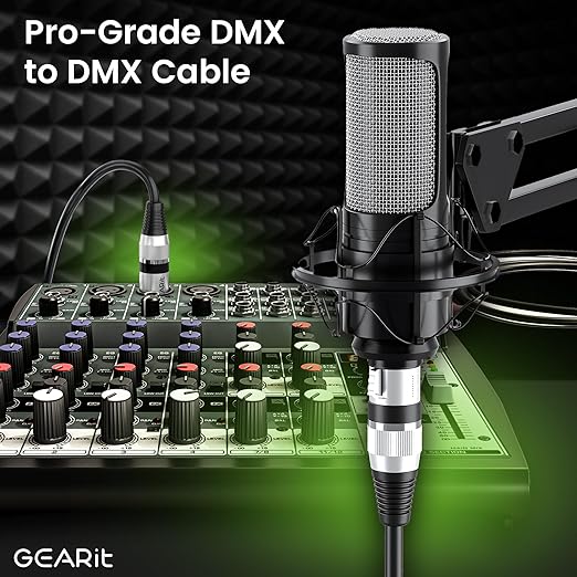 GEARit DMX to DMX Stage Lighting Cable (25 Feet, 2-Pack) DMX Male to Female (XLR Compatible) 3-Pin Balanced Shielded for DJ LED Moving Head Par Light, Mic Mixer, Recording Studio, Podcast - 25ft