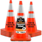 Xpose Safety 28 Inch Orange Traffic Cones Heavy Duty 10lb with 6" & 4" Collars, 8-Pack - Multipurpose PVC Plastic Safety Cone for Parking, Soccer, Caution, Kids and Construction - DOT Approved