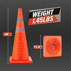 RoadHero 28 Inch 1 Pack Collapsible Traffic Safety Cones, Multi Purpose Pop-up Cones with Reflective Collar for Road Safety, Orange Cones for Driving Training, Parking Lots