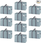 VENO 10 Pack Moving Bags and Large Christmas Storage Bins with lids. Alternative to Moving Boxes, Packing Supplies for College. Extra Large Heavy Duty Totes for Packaging (Light Blue Matte, 10 Pack)