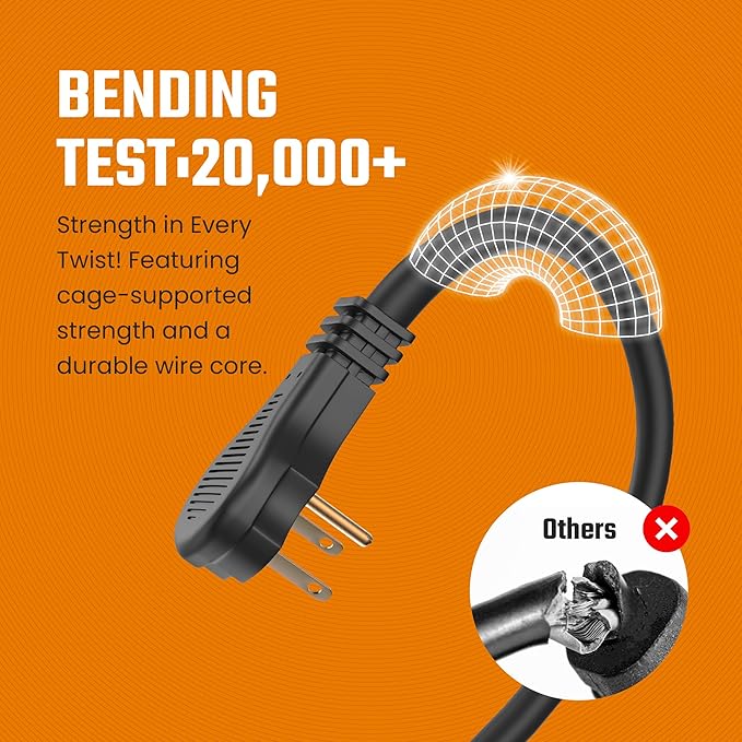 Flat Extension Cord 20 ft for Indoor & Outdoor Use by Bindmaster- UL-Listed 3-Prong Power Cord- Space-Saving Flat Angled Extension Cord- Grounded Outlet Extension Wire- Black