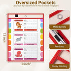 AKONEGE 30 Pack Oversized Dry Erase Pocket Sleeves - 10 x 13 Inch Ticket Holders Reusable Clear Plastic Sleeves Sheet Page Protectors for School Teacher Supplies & Classroom Organization, 5 Colors