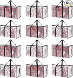 Moving Bags Heavy Duty Extra Large, Alternative for Moving Boxes & Moving Supplies,Clear Storage Bins with Lids, Plastic Packing Tote, Storage Bags for Clothes with Handles & Zippers(Clear, 12 Pack)