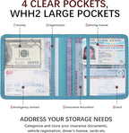 2-Pack Car Registration and Insurance Holder for Women Men, Glove Box Paperwork Organizer with Magnetic Buckle for Easy Access and Protect Documents and Various Cards in Vehicle, Blue