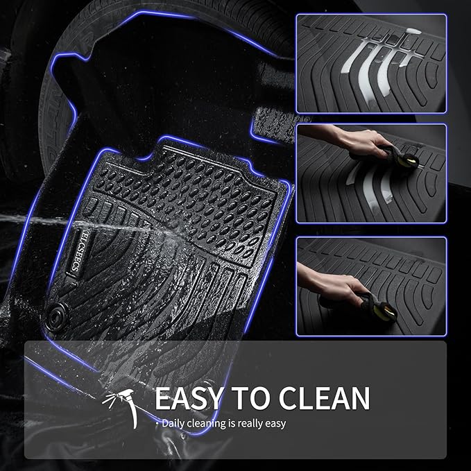 KELCSEECS® Floor Mats Custom for Ford Ranger SuperCrew Cab 2019-2023 All Weather Protection TPE Heavy Duty Non-Slip Automotive Floor Liners Fits Front & 2nd Row Full Set Accessories, Black