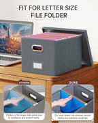 4 Pack File Storage Organizer, Document Organizer, Portable File Box with Lid, Fit for Letter/Legal File Folder Storage,Dark Gray-Box only