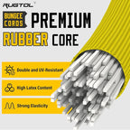 Bungee Cords with Hooks, 48 Inch Adjustable Yellow Bungee Cords with Carabiner Heavy Duty Outdoor, 8mm Thick Easy to Adjust Bungee Rope UV Resistant for Truck Bed, Bike Rack, Camping, 6 Pack