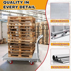 2IN1 Steel Panel Cart Dolly – Heavy Duty Drywall Lumber Truck Cart with 3000 LBS Capacity, 44 x 28 Inch 2.2MM Steel Plate, 6" Swivel Brake Wheels, 1 Front & 3 Side Handrails (X Large with Cage)