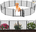 ADAVIN Garden Fence Wide Door Low Threshold, 40 inch High 14 Panels Total 31 Ft(L), Animal Barrier Fence No Dig, Fencing for Garden Beds, Black Iron Metal Heavy Duty Dog Fencing for Yard or Camping