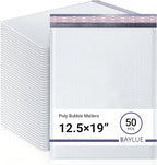 White 12.5x19.5 Inch Large Poly Bubble Mailers #6 | Padded Envelopes with Self Seal | Air Lined Cushioned Bubble Mailer | Usable Size 12.5x15 | 50 Pack Bulk | Lightweight shipping Bags