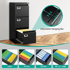 SISESOL 3 Drawer File Cabinet with Lock and Tag,Narrow Three Drawer Filing Cabinet,Vertical Metal File Cabinets,Small Black Filing Cabinets for Home Office Fit Letter/A4/Legal Size File,Easy Assembly