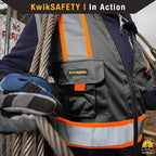KwikSafety - Charlotte, NC - UNDERBOSS Safety Vest [11 POCKETS] Premium ANSI Class Unrated High Visibility Vest Construction Surveyor Reflective Vest Industrial Work Safety Vest for Men/Black XL