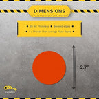 Mighty Line 2.7" Solid Dot Shaped Floor Marking Tape for Safety, Caution, Warning, Heavy-Duty, Peel and Stick, Adhesive Circle Spots, Industrial Quality, Orange, Pack of 100