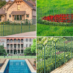 Adavin Animal Barrier Garden Fence,10 Pack Green 12''L x 25" H no dig Fence, Underground dig Protection for Dog Rabbits Rustproof Metal Wire Panel Border, 10 ft Ground Stakes for Outdoor Patio
