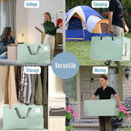 VENO 4 Pack Moving Bags and Large Christmas Decoration Storage Bins with lids. Alternative to Moving Boxes, Packing Supplies for College. Heavy Duty Totes (Shiny Light Green, 4 Pack)