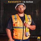 KwikSafety - BIG KAHUNA DIGITAL Safety Vest [LIMITED EDITION] Class 2 ANSI OSHA Reflective Vest Durable High Visibility Vest Construction Safety Vest for Men Industrial Work Gear/Orange Large