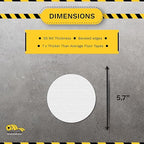 Mighty Line 5.7" Solid Dot Shaped Floor Marking Tape for Safety, Caution, Warning, Heavy-Duty, Peel and Stick, Adhesive Circle Spots, Industrial Quality, White, Pack of 100