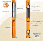 EverBrite 1000LM LED Work Light, Rechargeable Work Light for Mechanics with Dual Magnetic Bases&Hanging Hooks, 4 Lighting Modes, USB C Cable, Ideal Christmas Gift for Car Repair, Working, Pack of 2