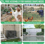 10 Panels Garden Fence Dog Fence Outdoor for Yard,32in H x 23.6ft L Rustproof Metal Fencing with Ground Stakes|No Dig Temporary Animal Proof Containment for Pets/Rabbits|Durable Patio Security Panels