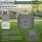 Heavy Duty Patio Furniture Covers Waterproof, 600D Round Outdoor Furniture Cover Waterproof for Sectional Sofa Couch, Outdoor Dining Table and Chair Set Covers 20"DIA x 23"H, Grey