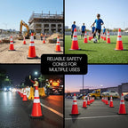 Brimar 28 Inch Traffic Cones, 12 Pack, Orange PVC Safety Cones with Black Base for Construction, Road Parking, MUTCD Approved Traffic Cones with 3M Reflective Bands, Structurally Stable Wearproof