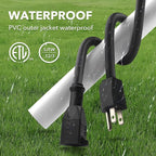 BN-LINK 6ft Outdoor Extension Cord, 12/3 SJTW Heavy Duty Power Cord, 3-Prong Grounded Plug, Weather Resistant, 15A, 1875W, Black, for Lawn, Garden, Appliances, ETL Listed