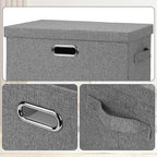 Large 17" 36 Quart Collapsible Stackable Storage Bins with Lids, 5 Packs Gray Foldable Fabric Closet Storage Boxes with Lids, Heavy-duty Linen Cube Baskets(17 x 12 x 11)