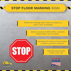 Mighty Line Stop Floor Sign Sticker for Safety, Warning, Heavy-Duty, Peel and Stick, Adhesive, Industrial Quality, 12"