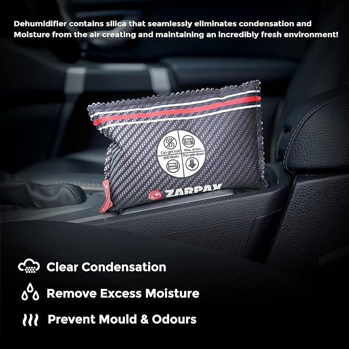 Car Dehumidifier, 4-Pack - Rechargeable, Anti-Fog, Portable Moisture Absorber for Car, Trucks, and RVs - Black