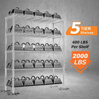 Storage Shelves Heavy Duty, 4 PCS 48" L x 20" W x 72" H Garage Wire Shelving Unit Loads 2000LBS, 5-Tier Adjustable Metal Industrial Utility Shelf Rack for Kitchen, Laundry Room, Warehouse, Basement