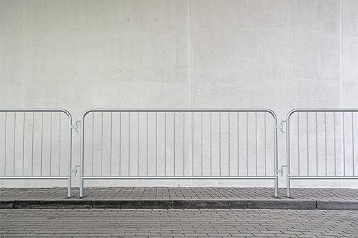 Angry Bull Barricades Metal Interlocking Steel Barricade (8.5 Ft. Lightweight Hot-Dipped, Flat Feet, Galvanized Steel, Set of 10)