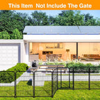 Doorless Animal Barrier Fence, 40in(H) 14 Panels Total 31 Ft(L), Garden Fences and Borders for Dogs, Anti Dig Fence Barrier, Black Metal Decorative Garden Fencing, Flower Bed Fencing