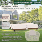 Heavy Duty Patio Furniture Covers Waterproof, 600D Outdoor Furniture Cover Waterproof for Sectional Sofa Couch, Outdoor Dining Table and Chair Set Covers 128''L x 84''W x 28''H, Beige Brown
