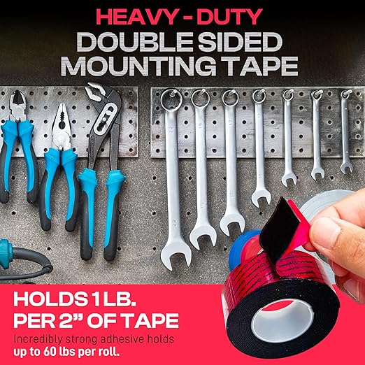 GripBond Black Super Bond Heavy Duty Double Sided Tape, 1 Roll (10 Ft), 1.2” x 120” – Waterproof Adhesive Mounting Tape for Indoor/Outdoor, Walls, Automotive, Car, LED Strip Lights, Home, Office