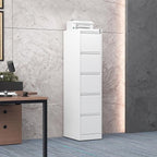 5 Drawer File Cabinet with Lock, Steel Vertical Filing Storage Cabinet for Home Office, Heavy-Duty File Cabinets for Letters/Legal/A4 (Require Assembly, White)
