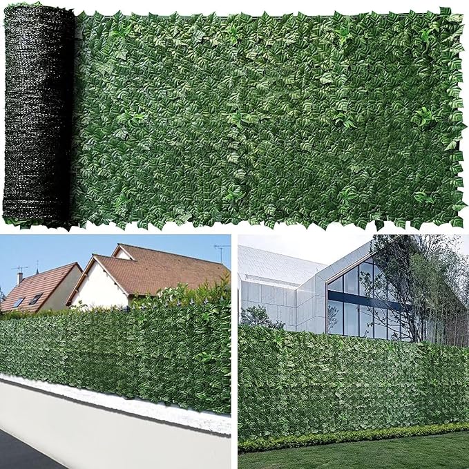 Artificial Ivy Fence Privacy Screen with Mesh Back, 59" x 98" Faux Ivy Vine Leaf Fence Panels, Balcony Privacy Screen, Hedge Wall Decoration for Outside, Garden, Yard, Patio