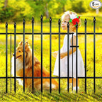Metal Garden Fence 36" H x 28" W 5 Panels (4 Panels + 1 Gate) 11.6 Ft Total, Rustproof Animal Barrier No Dig Decorative Fencing for Dogs,Pet, Yard,& Patio, Easy Installation