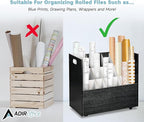 AdirOffice Adir Blue Print Storage Organizer - Mobile Roll File Cart, Construction Plan Holders, Blueprint Cabinet with Wheels, Roll Files Storage for Office and Home (21 Slots, Black)
