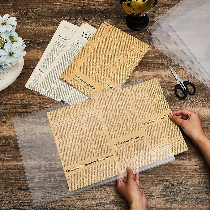 Henoyso 5 Pcs 11" x 17" Rigid Print Protectors, Heavy Duty Hard Plastic Sheet Page Protectors Crystal Menu Holder Clear Poster Sleeve Top Loading Frame for Magazine Photo Paper Poster Prints