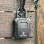 Iron Lock® Key Lock Box Portable with U-Shackle & Wall Mount – Medium Waterproof Heavy-Duty Metal Safe with 4-Digit Combination for Spare Keys Outside on Door Knob, Fence or Gate (Black, Medium)
