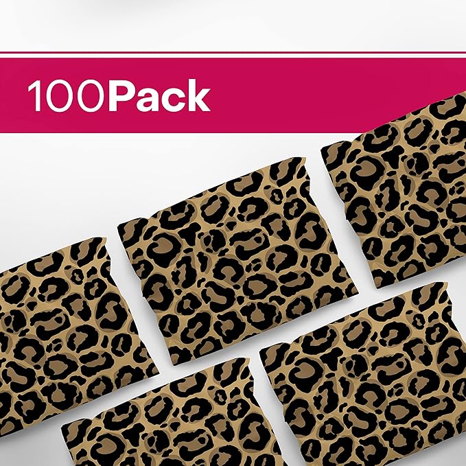 10x13 Poly Mailers – Leopard Print Design – Waterproof, Tear-Resistant Shipping Bags with Adhesive Seal – 100 Pack – Package Mint