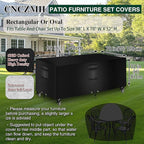 Heavy Duty Patio Furniture Covers Waterproof, 600D Outdoor Furniture Cover Waterproof for Sectional Sofa Couch, Outdoor Dining Table and Chair Set Covers 98''L x 78''W x 32''H, Black