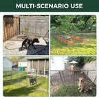 FXW Garden Fence Outdoor for The Yard – 45in(H) x 109.4ft(L) Heavy Duty Metal Animal Barrier for Dog and Rabbit, Decorative Dog Fence, 48 Panels, Silver