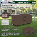 Heavy Duty Patio Furniture Covers Waterproof, 600D Outdoor Furniture Cover Waterproof for Sectional Sofa Couch, Outdoor Dining Table and Chair Set Covers 98''L x 78''W x 32''H, Brown