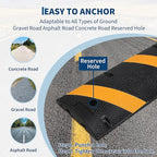 3 Pack 6FT Speed Bumps for Road, Heavy Duty 25,000 Lbs Capacity Traffic Rubber Speed Humps with 2 Channel Floor Cord Cover for Asphalt Concrete Gravel Cable Protector Ramp
