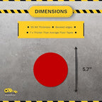 Mighty Line 5.7" Solid Dot Shaped Floor Marking Tape for Safety, Caution, Warning, Heavy-Duty, Peel and Stick, Adhesive Circle Spots, Industrial Quality, Red, Pack of 100