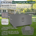 Square Heavy Duty Patio Table Covers Waterproof, 600D Outdoor Dining Table and Chair Set Covers, Outdoor Furniture Cover Waterproof for Sectional Sofa Couch 126''L x 126''W x 32''H, Grey