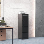 4 Drawer File Cabinet with Lock, Steel Vertical Filing Storage Cabinet for Home Office, Heavy-Duty File Cabinets for Letters/Legal/A4 (Require Assembly, Black)