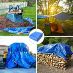 Tarp 16x20 Feet 14 Mil Heavy Duty Waterproof Tarp, Large Multipurpose Cover with Brass Grommets and Reinforced Edges, UV Resistant Thick Poly Tarps for Outdoor Camping Tent Pool Car, Blue