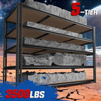 60" W Garage Shelving 72" H Metal Shelving 3500LBS Storage Shelves Heavy Duty 5 Tier Adjustable Shelving Unit for Storage Rack Pantry Shelf Commercial,60" W x 24" D x 72" H